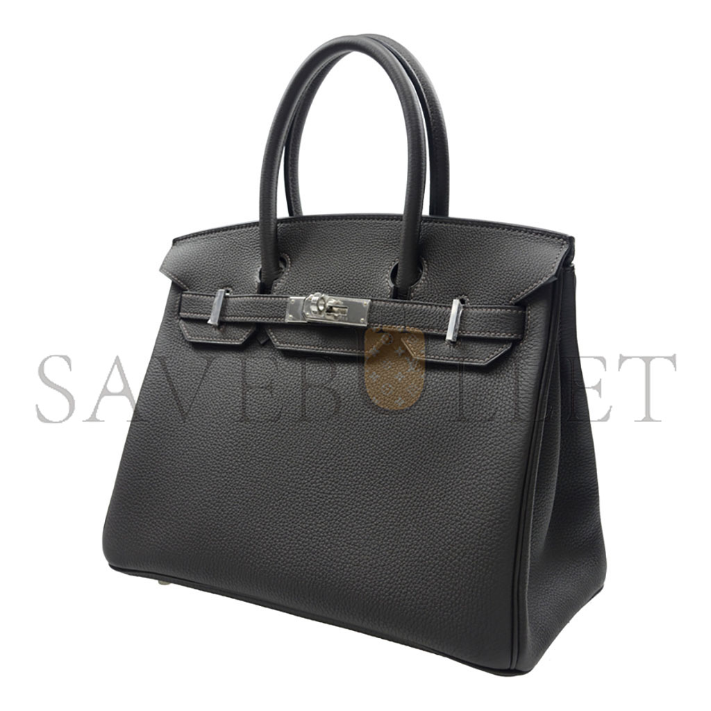 H**mes birkin 35 epsom leather black bag silver buckle bag bk303stgss (35*28*18cm)